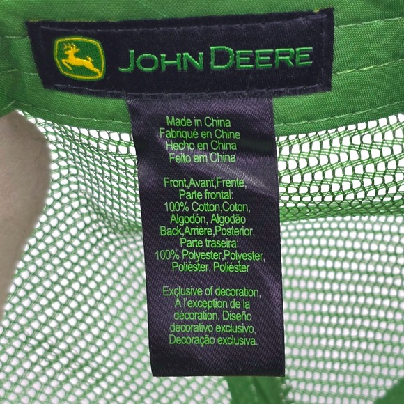 John Deere Hat Green White Mesh Trucker Cap Snapback Leaping Deer Logo Farm NWOT - Picture 5 of 5